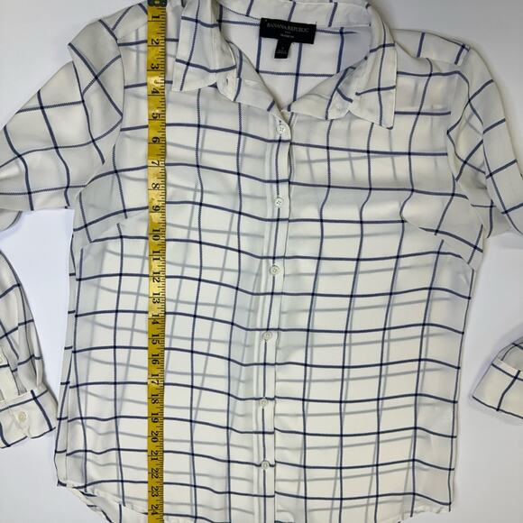 Banana Republic Sheer Windowpane Plaid Button-Down Blouse Size S - Picture 5 of 10